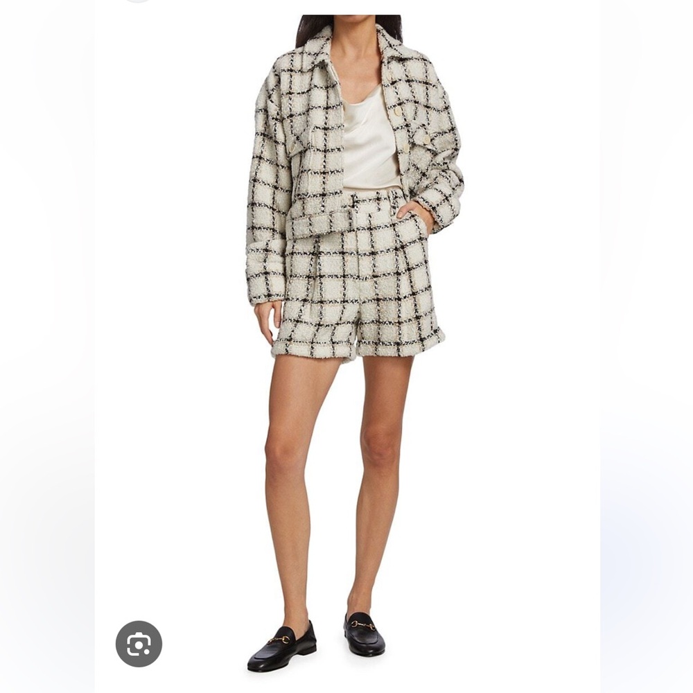 NWT Anine Bing Becky plaid tweed shorts size 38 - Picture 1 of 7